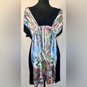 Crimson Ivy Paisley Surplice V-Neck Jersey Knit Dress Cold Shoulder- Size Medium